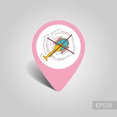 Helicopter pin map icon. Summer. Vacation