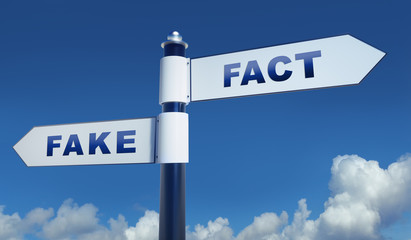Obraz premium 2 Wegweiser in Mittagssonne - Fake Fact