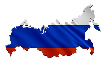 Obraz premium Russia flag on a map