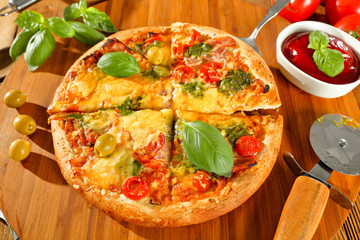 fresh hot pizza in Italy 
