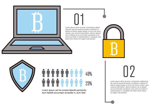 Blue and Yellow Cryptocurrency Blockchain Infographic Elements Layout