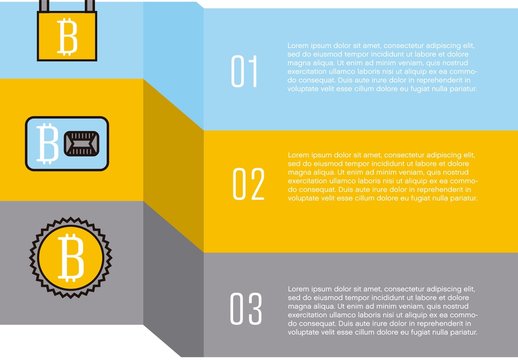 Blue Yellow Gray Bitcoin Infographic Cryptocurrency Security Poster Layout