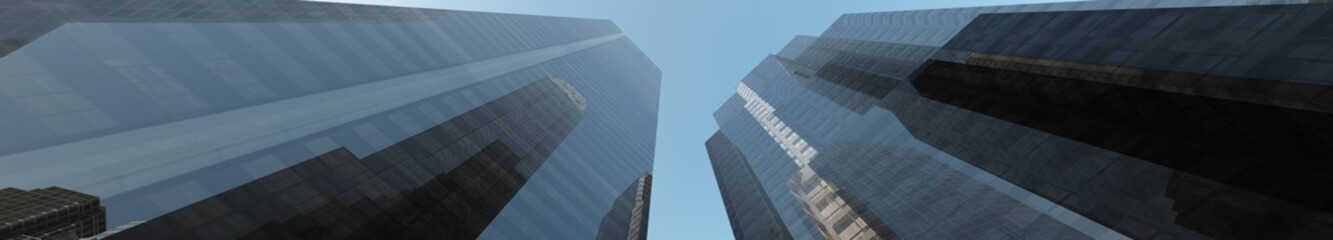 skyscrapers against the sky, high-rise buildings view from below,  3D rendering   © ustas