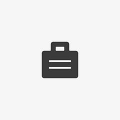 Briefcase icon. Black on white background. Flat design style.