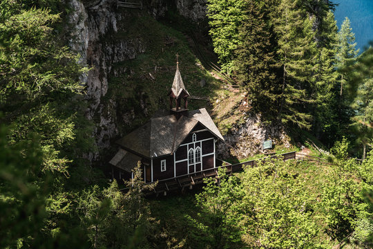 tiny church at the austrian mountain