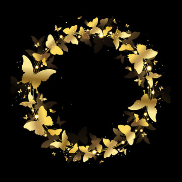 Wreath of Gold Butterflies
