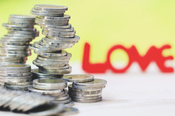 Stack of coins money and symbols 