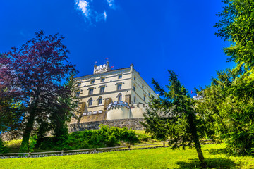 Trakoscan castle Northern Croatia. / Scenic view at old historical castle in Northern Croatia,...