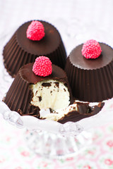 Curd cheese curds in chocolate