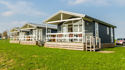 Fototapeta na wymiar Modern wooden vacation homes in the Netherlands