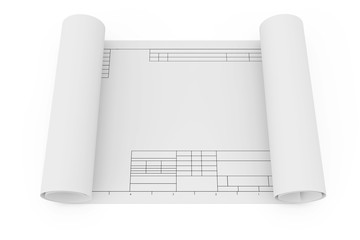 Rolled Drawing Template Paper. 3d Rendering