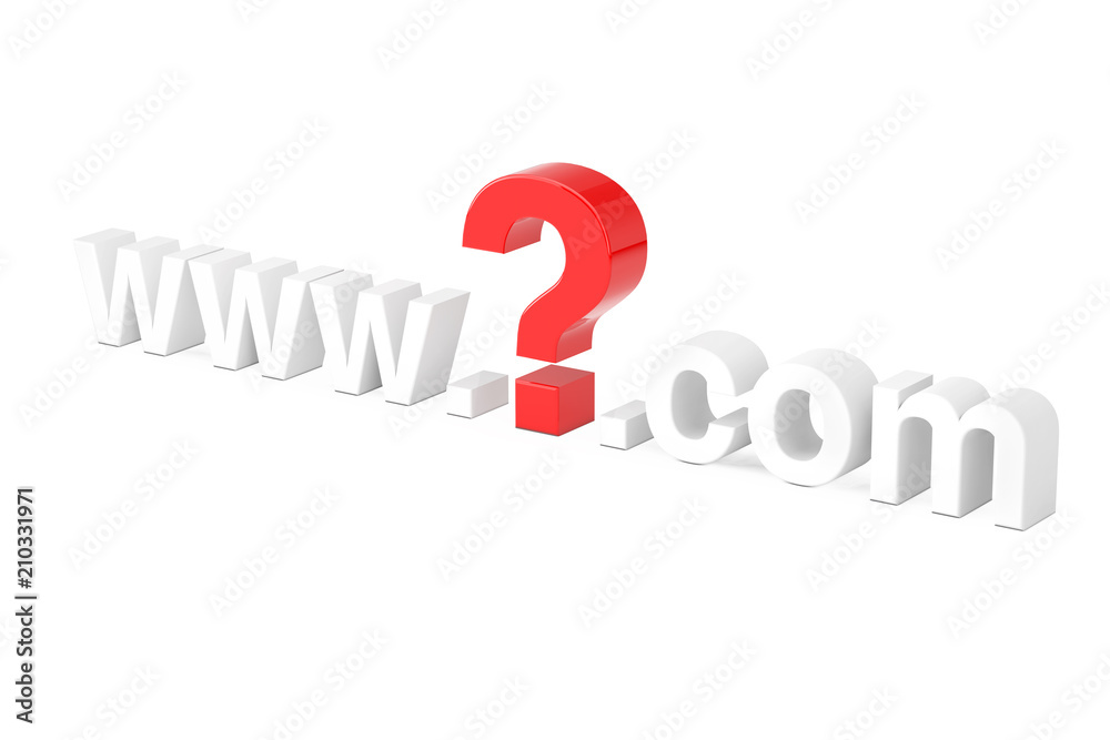 Poster Internet Search Concept. WWW Question Mark Com Site Name. 3d Rendering