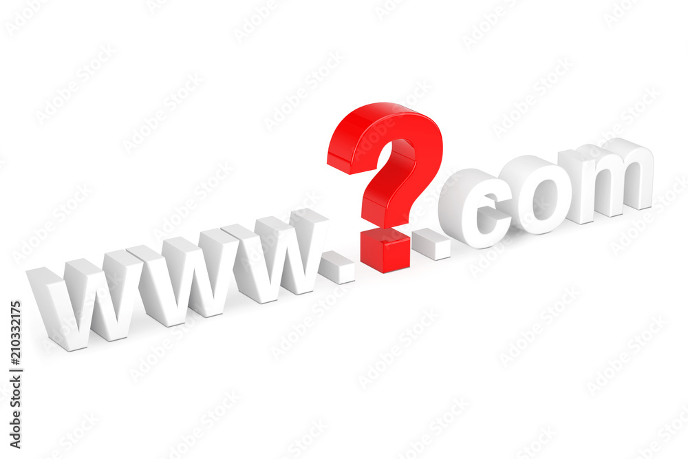 Poster Internet Search Concept. WWW Question Mark Com Site Name. 3d Rendering