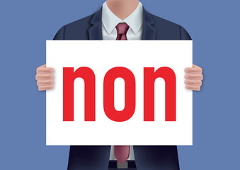 non - pancarte - présentation - refuser - désaccord - concept - homme - voter - choisir - entreprise
