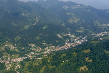 aerial of S. Omobono Imagna village , Italy