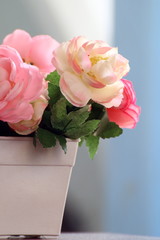 Vase plastic flowers for decoration office