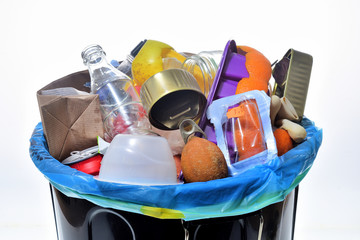   a garbage can on white background