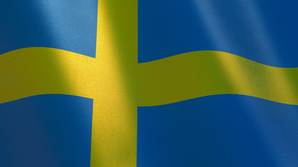 Sweden waving flag. 3d illustration