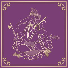 Fototapeta na wymiar Ganesha, wedding card, royal Rajasthan, India