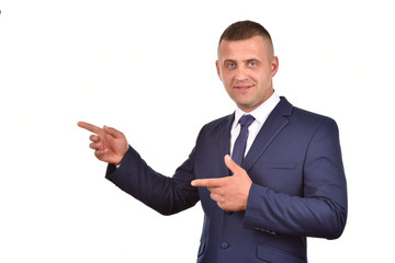 Man in suit on white background. Confident businessman. Office worker.