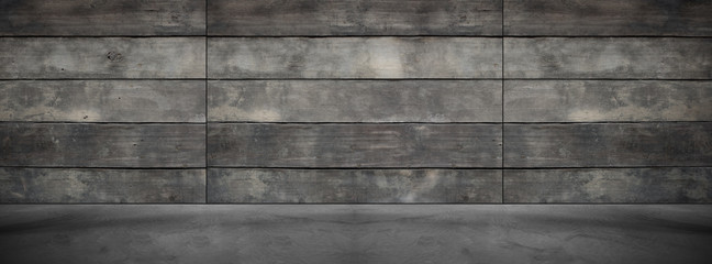 Wide Old Wood Background Concrete Floor