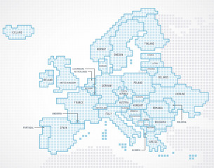 Europe continent with separated states