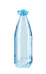 Plastic  bottle filled with pure crystal drinking water  isolated on the white background (2 liters)