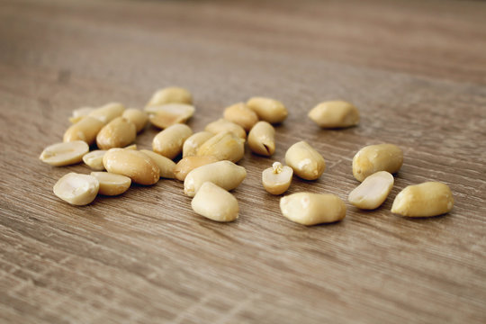 Detail of delicious peanuts on the table