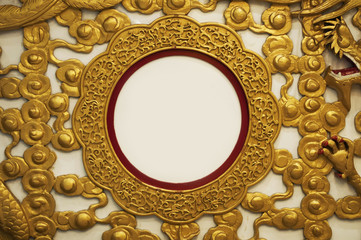 Pattern Design on wall frame of Chinese style with empty white space in the middle.