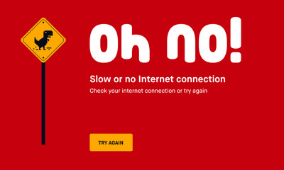 No Internet Webpage design concept. Vector illustration concept of the pixelated dinosaur icon. Web Page not loading/opening