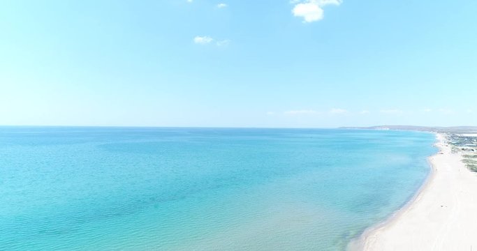 Seaside, sea and beach. Aerial photography of the Black sea.