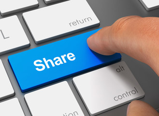share pushing keyboard with finger 3d illustration