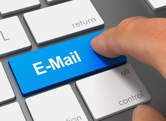 e mail pushing keyboard with finger 3d illustration