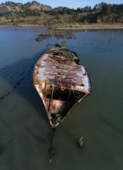 Shipwreck head on inside Hull, Richmond CA