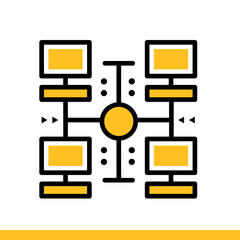 Linear icon Network architecture. Data computing and internet technology icon. Suitable for print, website and presentation