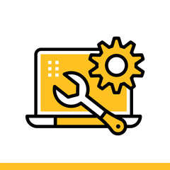 Linear icon Data maintenance. Data computing and internet technology icon. Suitable for print, website and presentation