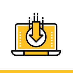 Linear icon File download. Data computing and internet technology icon. Suitable for print, website and presentation