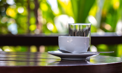 Coffee espresso on wood table