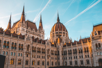 ancient parliament building at budapest with residential facade