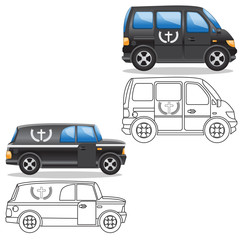 Hearse. Side view. Isolated on white background. Vector illustration.