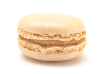 Fototapeta na wymiar Single Vanilla French Macarons on a White Background