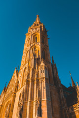 Fototapeta na wymiar high formated picture of Matthias Church in darken contrasts