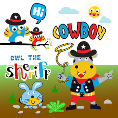 cowboy cartoon vector set illustration for children book and other use