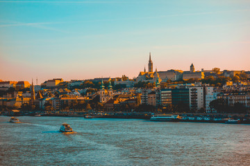 Naklejka premium panoramic overview about budapest and danube river
