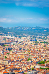 Aerial view of beautiful city Marseille, France
