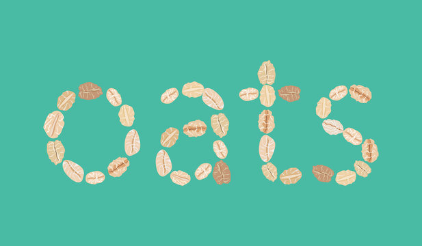oats text made of oat flakes on teal clip art preview