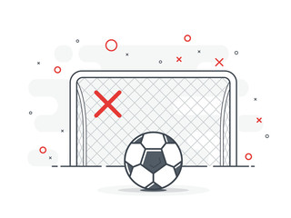Soccer ball / football gate. Penalty kick on the gate. Trendy flat vector on white background.