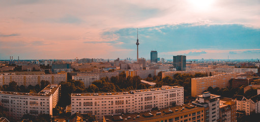 typical berlin overview in vintage colors - obrazy, fototapety, plakaty