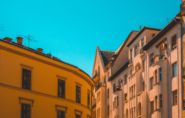 Fototapeta na wymiar orange apartment houses at budapest, hungary