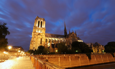 Naklejka premium The Notre Dame Cathedral in the evening , Paris, France.